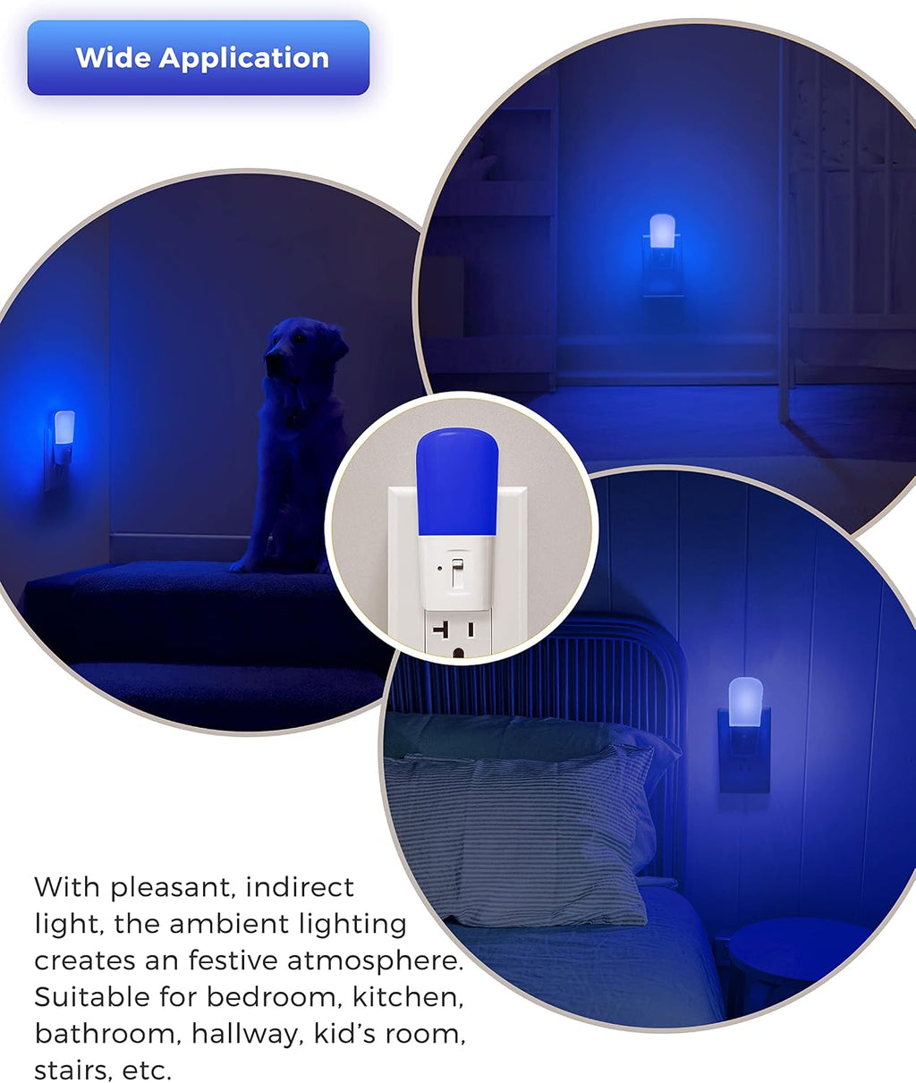 L LOHAS LED Blue Night Light Plug in, Dimmable Decorative Wall Blue Light LED Night Lights with Dusk to Dawn Sensor, Adjustable…