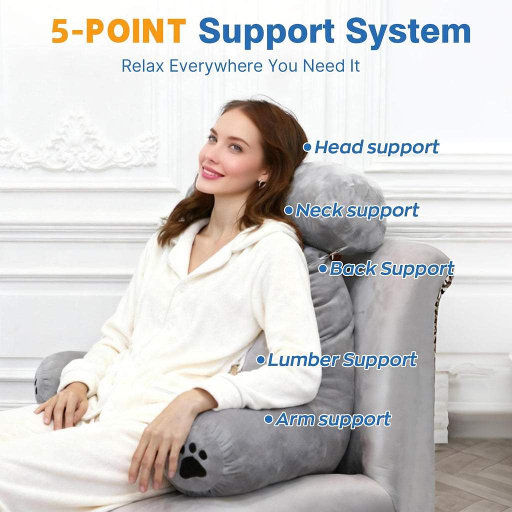Reading Pillow Plus, Crystal Velvet Back Pillow Bed Sitting Up for Adult & Children, Back Rest Pillow Support for Reading & Rest Bed, Add…
