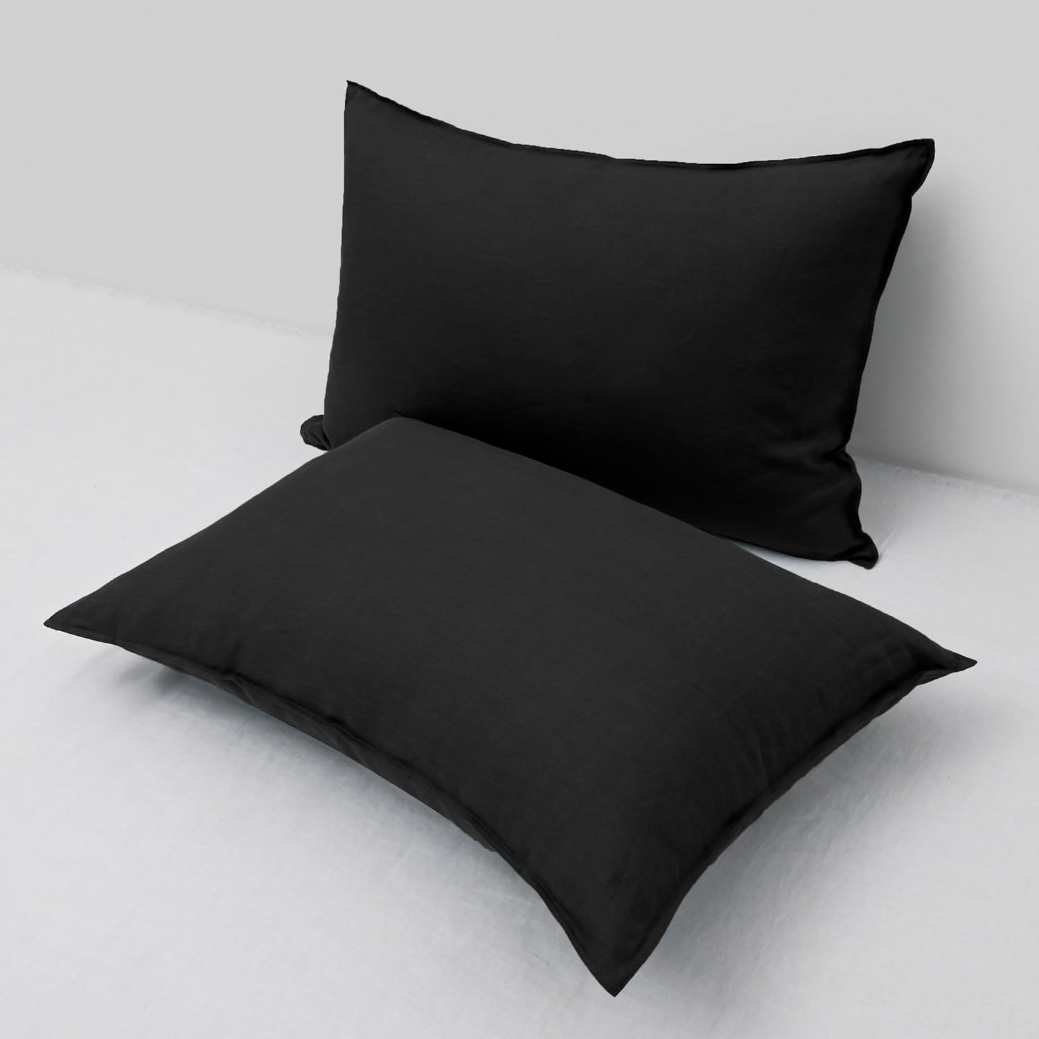 Chuffed Linen Pillowcases 2 Pack 100% Linen Standard Pillow Cases, Breathable and Cooling Washed Pillowshams with Zipper Closure, 20x30 Inc…