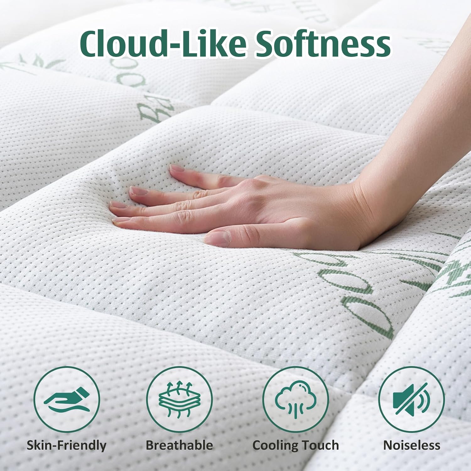 Downcool Memory Foam Mattress Topper Full, Cooling Pillow Top Mattress Pad with Viscose Derived from Bamboo, Back, Deep Pocket Fits 8–21 I…