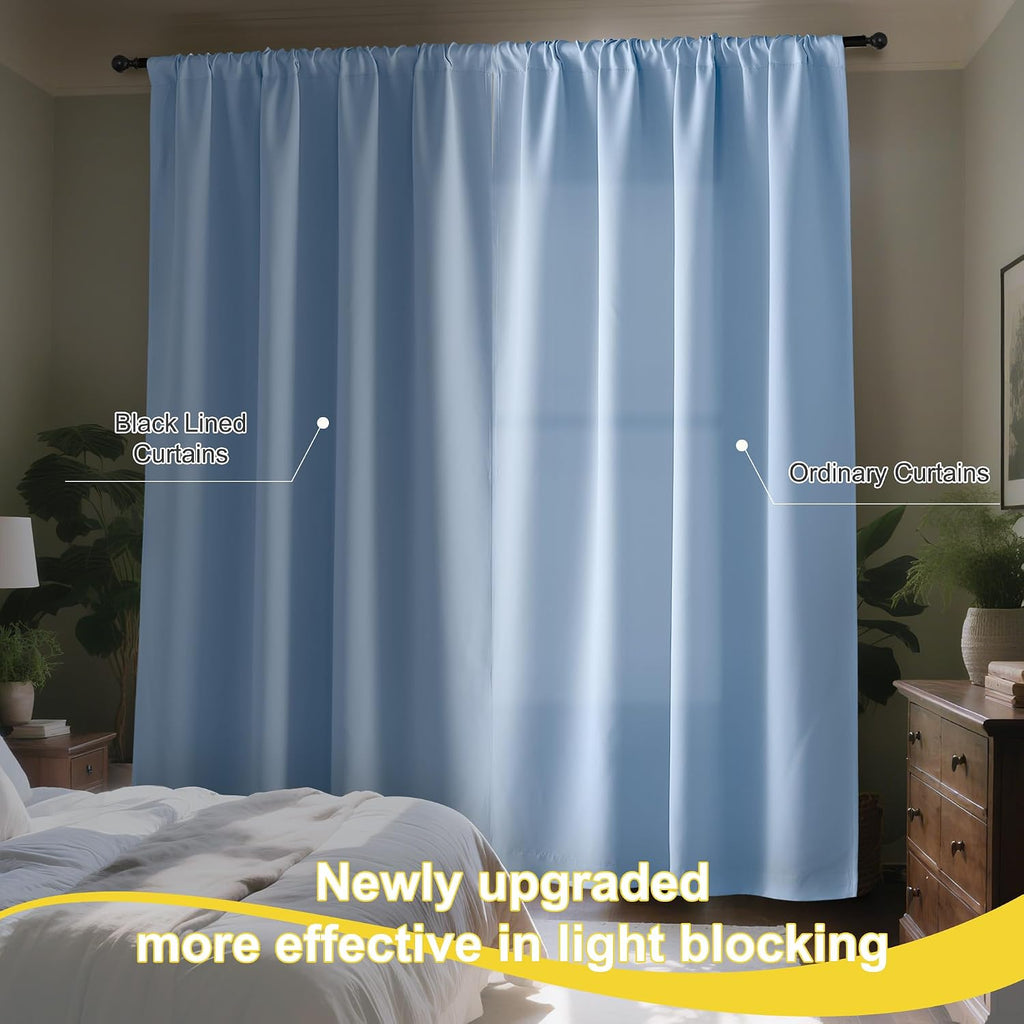 Nicetown Vintage Blue 2 Panels Blackout Curtains 52 x 84 Inch, Energy Smart & Noise Blocking Out Drapes for Baby Room Window, Thermal Insul…