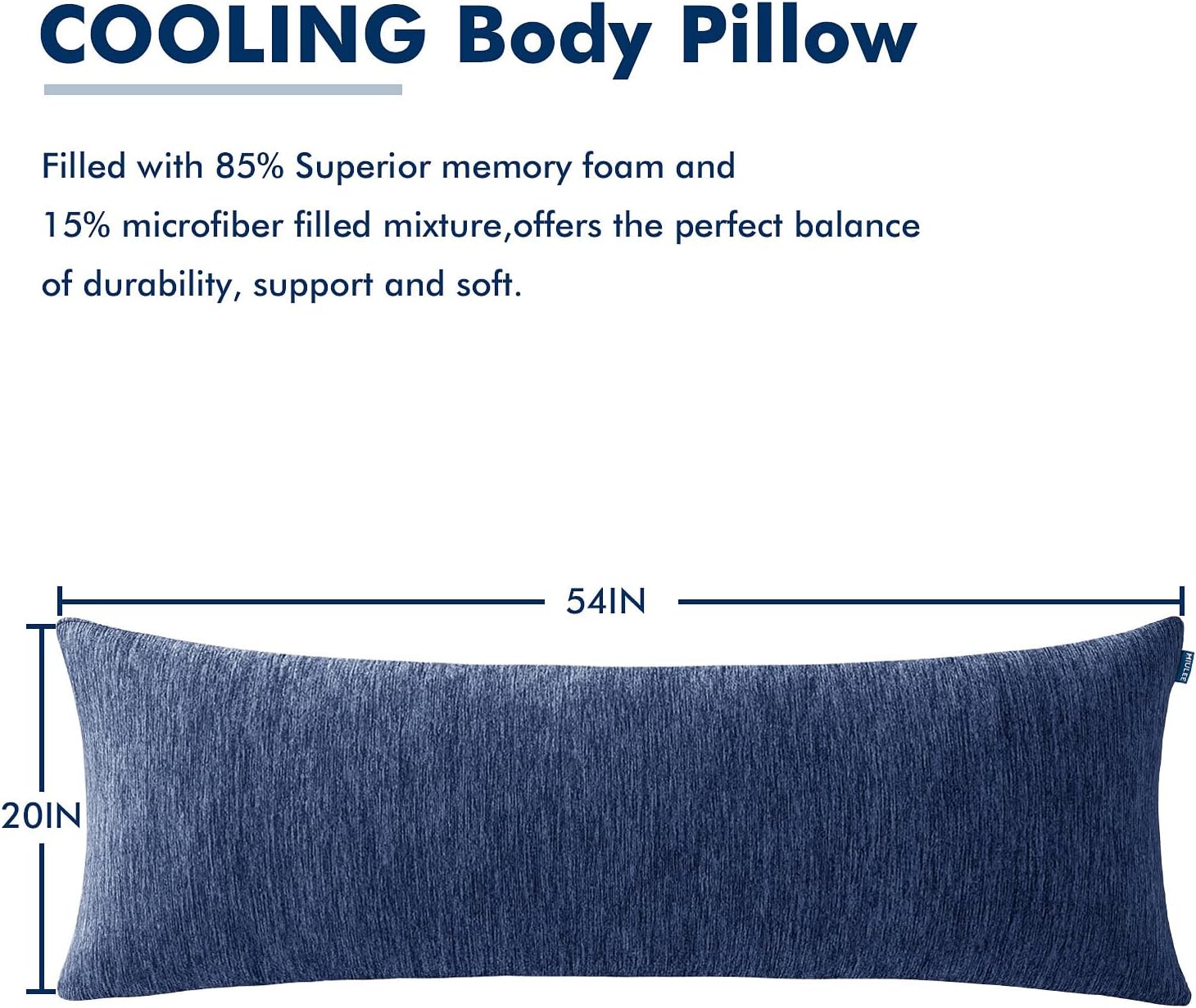 MIULEE Body Pillow for Adults Long Body Pillow for Side Sleeper Memory Foam Cooling Bed Full for Back/Stomach/Side Sleeping 20x54 Inch…