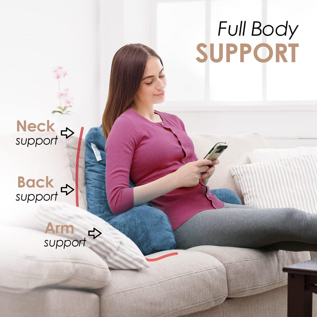 Nestl Reading Pillow with Shredded Memory Foam, Designed for Sitting Up in Bed and Couch, Back and Arms Adjustable Support for Adult &…