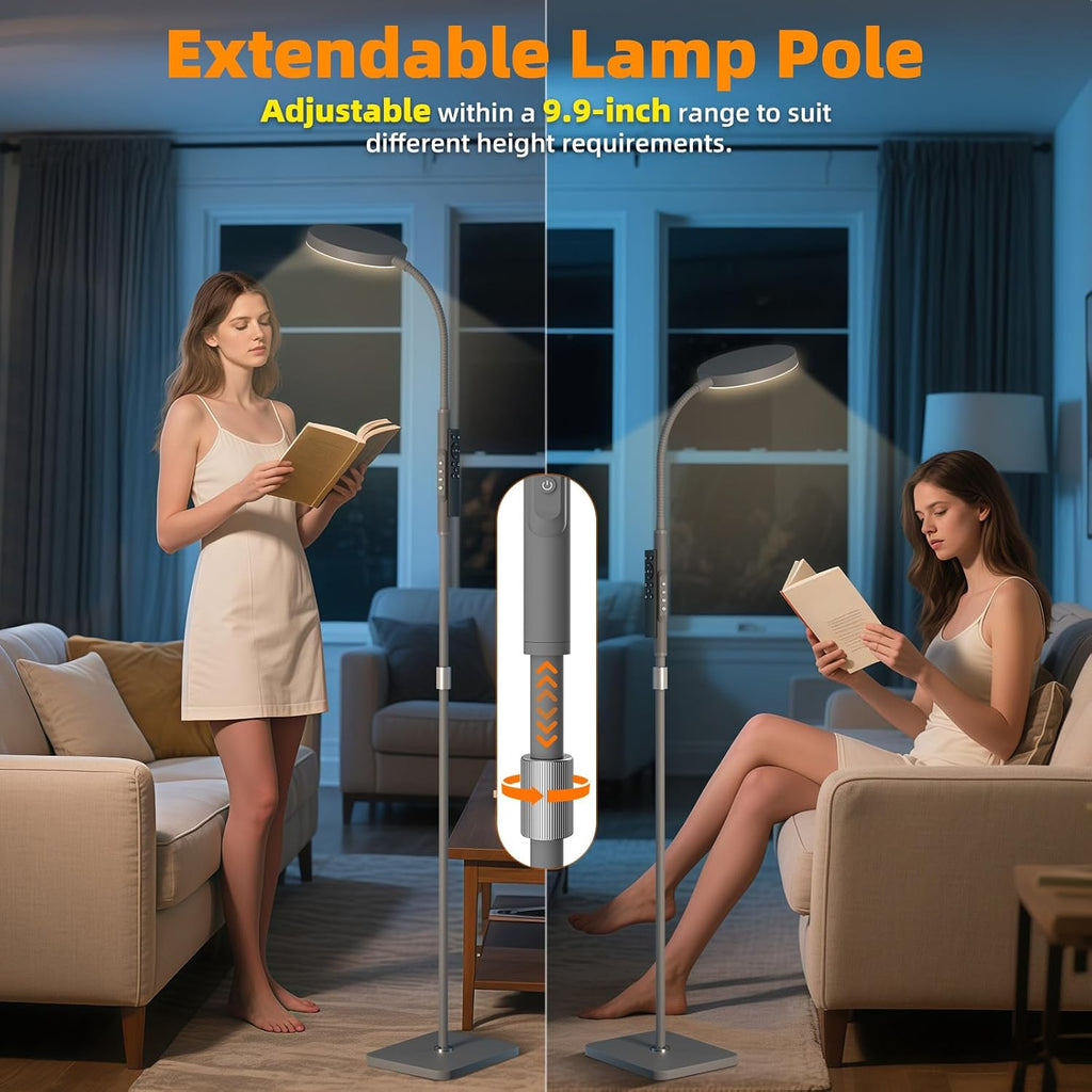 Pacovy Floor Lamp, Adjustable Height Floor Lamps for Living Room Bedroom, 120 LED Super Bright Standing Lamp Remote Control Dimmable Goosen…