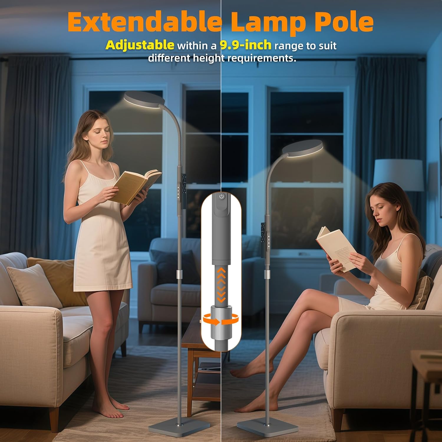 Pacovy Floor Lamp, Adjustable Height Floor Lamps for Living Room Bedroom, 120 LED Super Bright Standing Lamp Remote Control Dimmable Goosen…