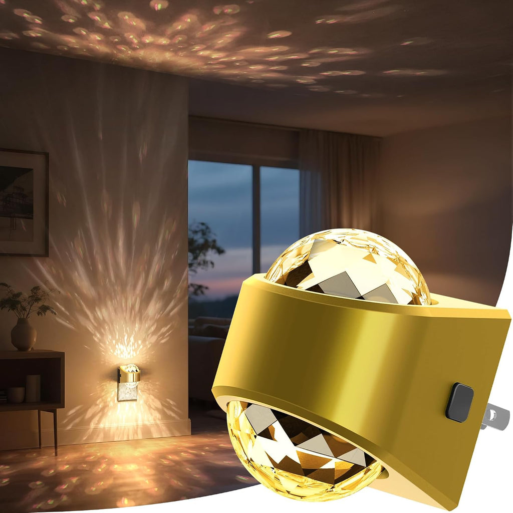 Briignite Night Light, Gold Night Lights Plug into Wall, LED Projector Night Light, Soft White for Bedroom, Dimmable Brightness Dusk to…