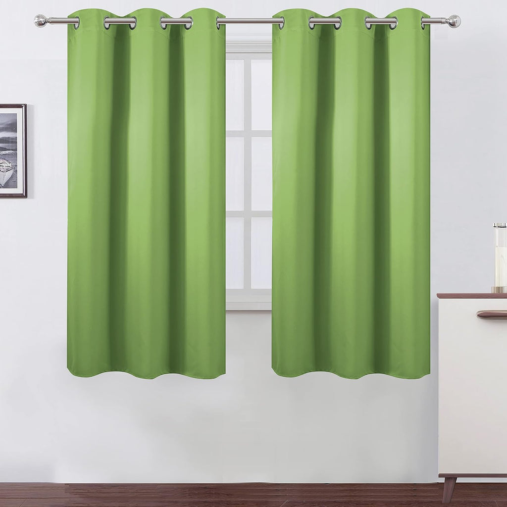 Lemomo Light Green Thermal Blackout Curtains/38 x 63 Inch/Set of 2 Panels Room Darkening Curtains for Bedroom 63 Inch Green
