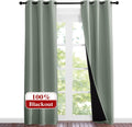 Nicetown Greyish Green Blackout Curtains 84 inches Long, Full Light Blocking Drapes with Black Liner for Nursery, Noise Reducing Thermal In…