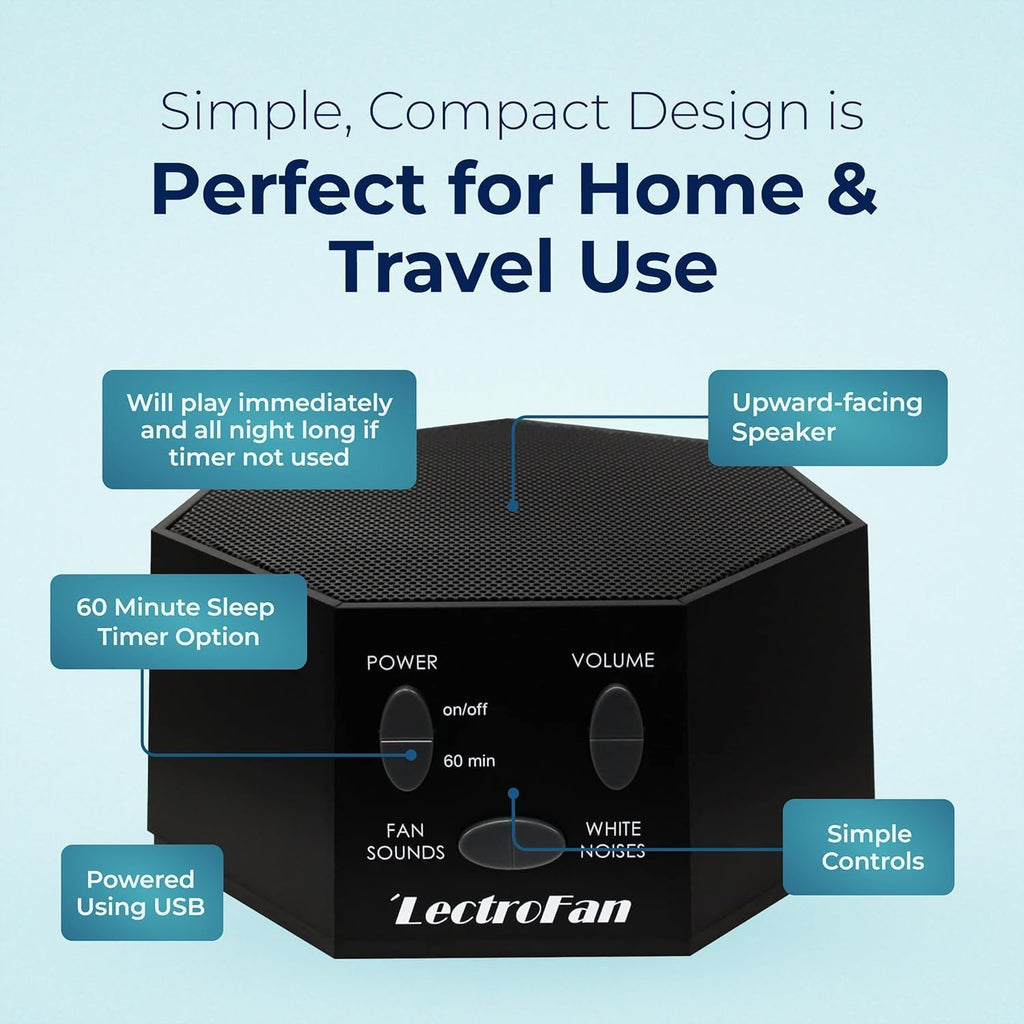 Adaptive Sound Technologies LectroFan Classic - Global Power Edition - Soothing Sound Machine for Sleep - Built-in Sleep Timer - Compact…