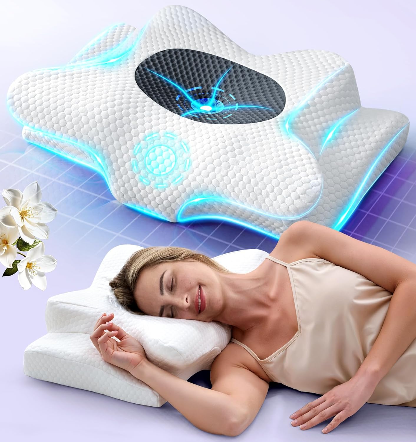 Emircey Clinical-Level Relief Cervical Neck Pillow for Sleeping, Orthopedic Contour Memory Foam Pillow for Side Sleepers, Cooling Reading Pi…