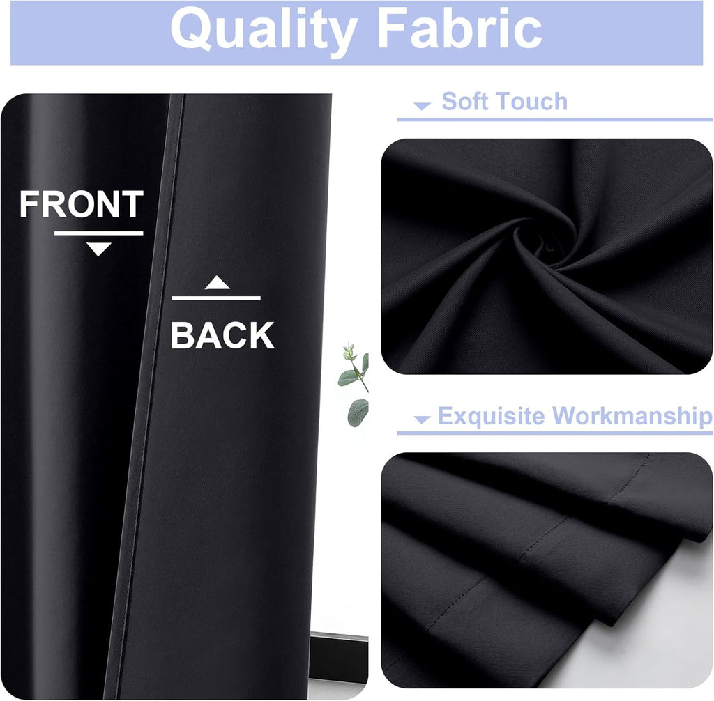 Simplebrand Ava Halloween Black Blackout Curtains for Bedroom 90 Inches Long 2 Panels Set, Solid Privacy Energy Saving Living Room Window T…