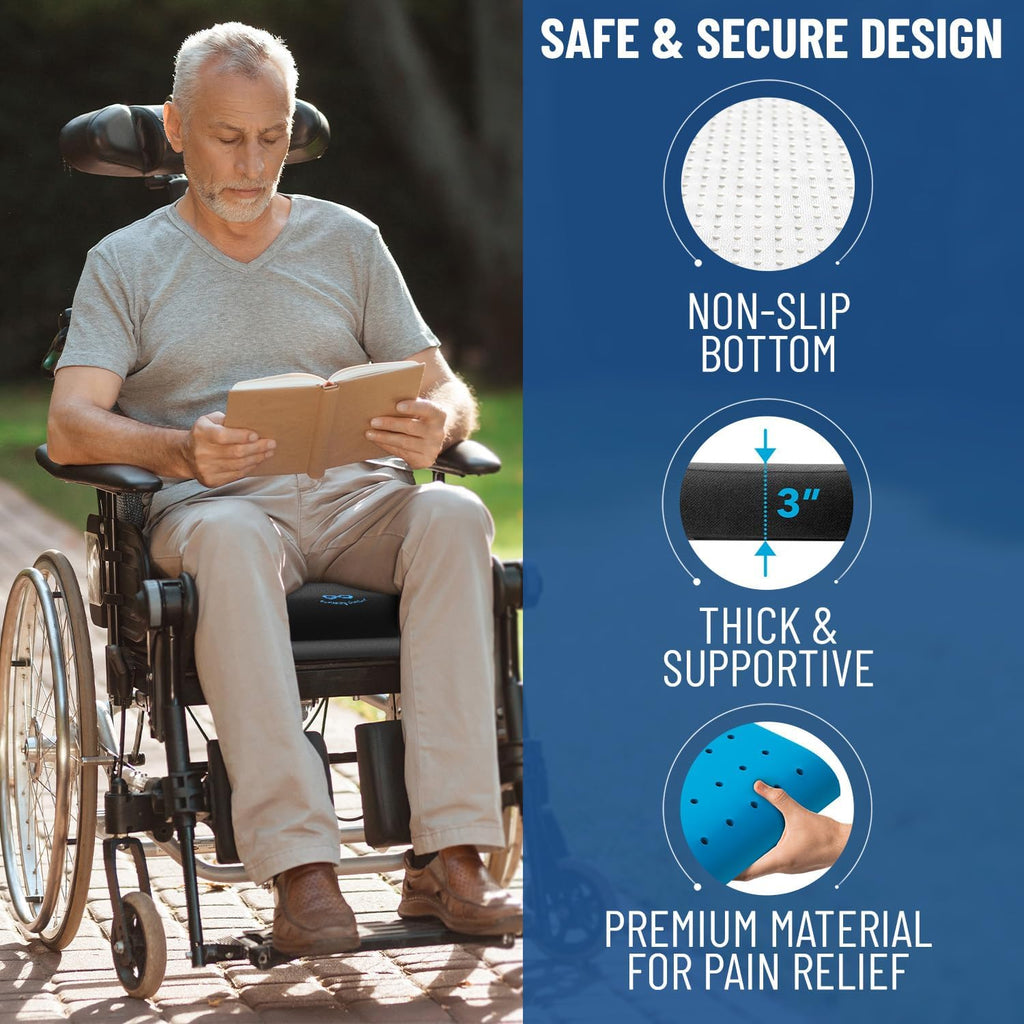 EverlastingComfort Everlasting Comfort Ventilated Wheelchair Cushions for Pressure Relief - Gel Memory Foam Wheel Chair Seat Cushion Pad fo…