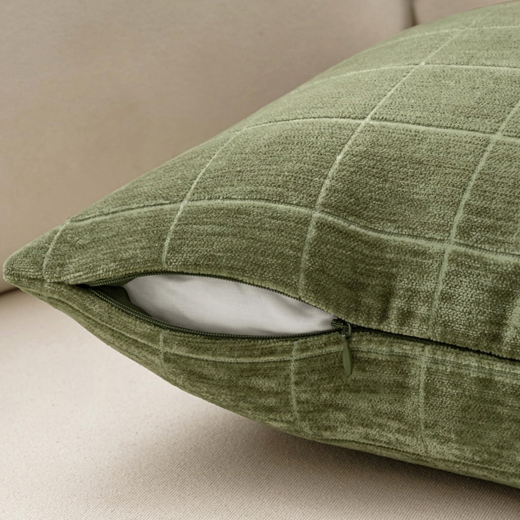 Miulee Decorative Chenille Check Throw Pillow Covers Vintage Plaid Couch Pillows 20x20 Inch Set of 2 Neutral Boho Farmhouse Cushion Covers…
