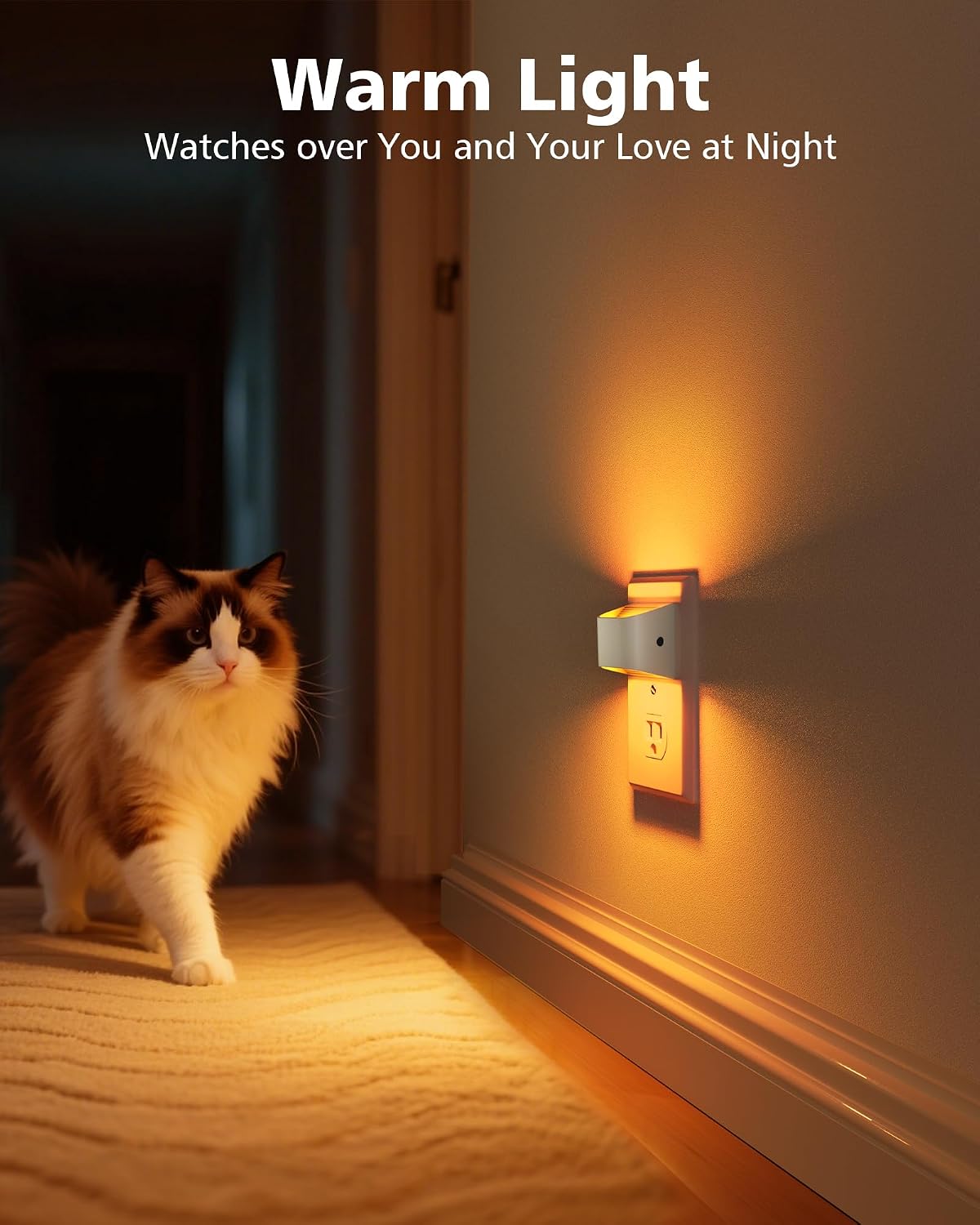 Volisun Amber Night Light, 4 Pack Up and Down LED Night Light with Dusk to Dawn Light Sensor, 1800K Night Lights Plug into Wall for Hallway…