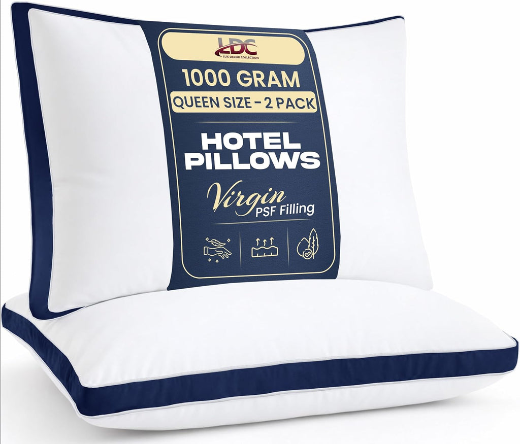 LuxDecorCollection Bed Pillows for Sleeping King Size Set of 2 - LUX Décor Cooling Hotel Gusseted Pillow, Down Alternative Hypoallergenic 1…