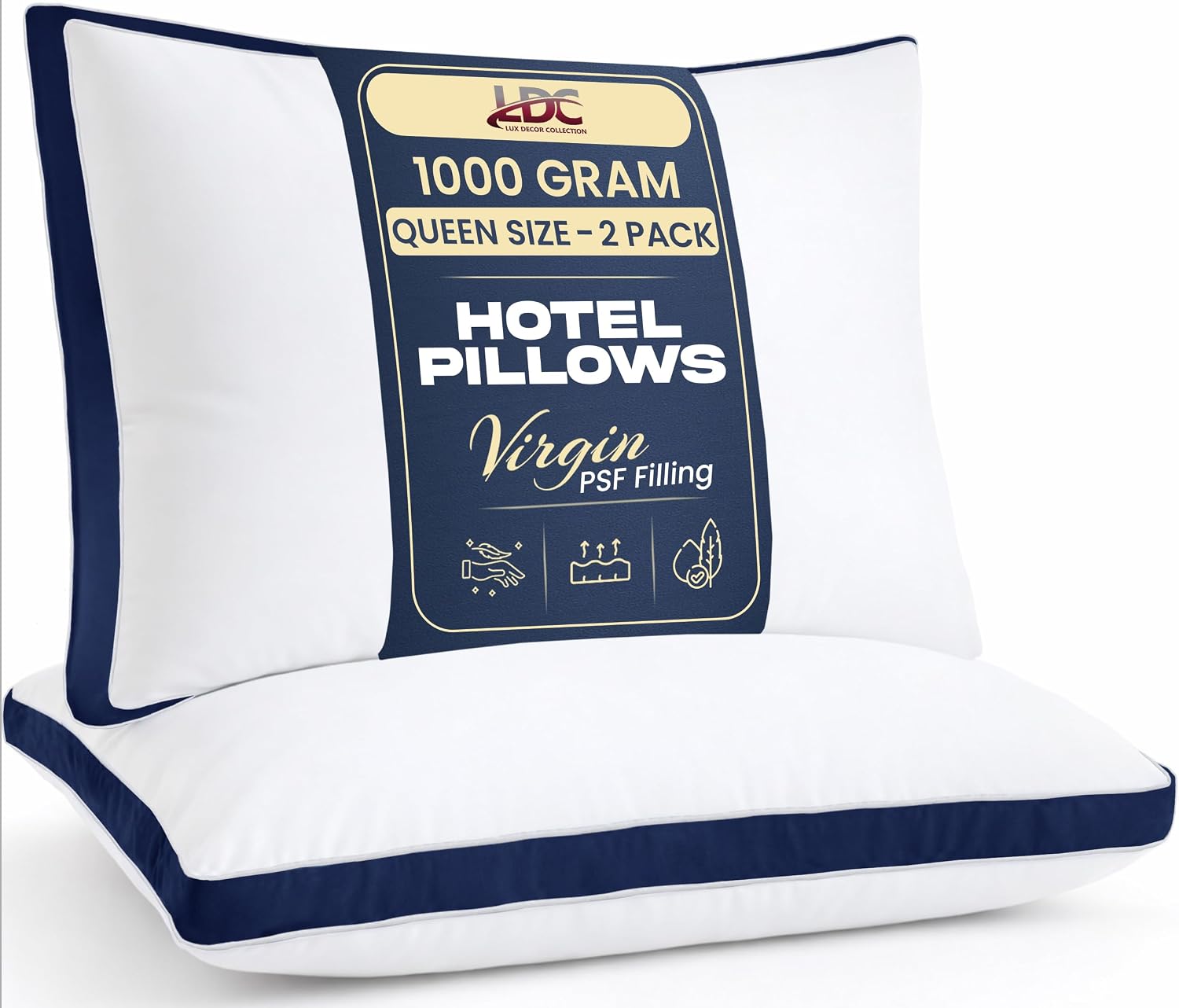 LuxDecorCollection Bed Pillows for Sleeping King Size Set of 2 - LUX Décor Cooling Hotel Gusseted Pillow, Down Alternative Hypoallergenic 1…