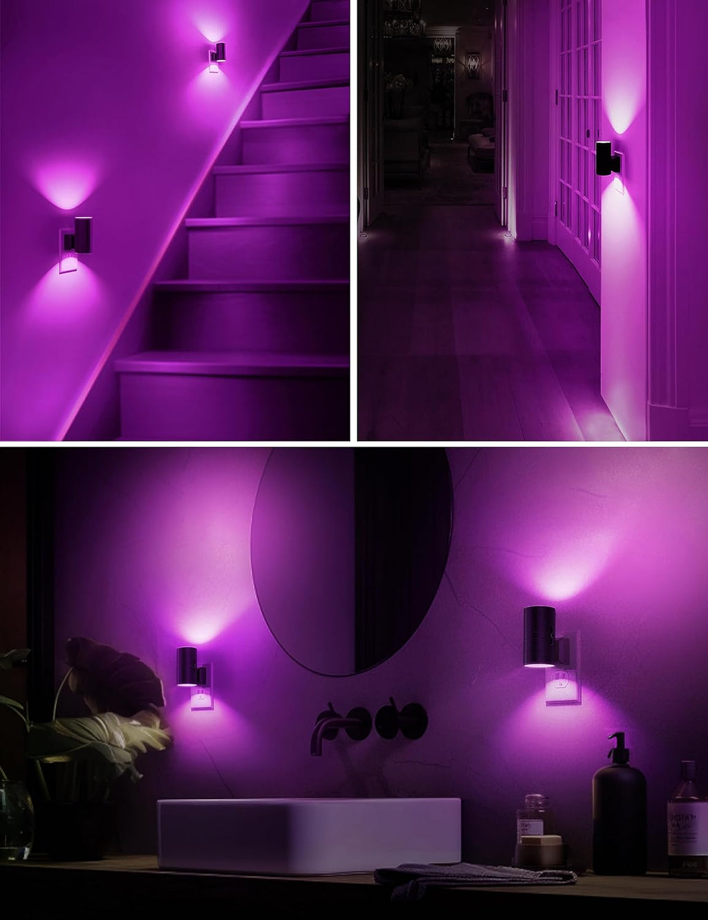 L LOHAS LED Purple Night Light, Purple Lights, Night Lights Plug into Wall with Light Sensor, 0-100LM Dimmable Night Lights Decorative…