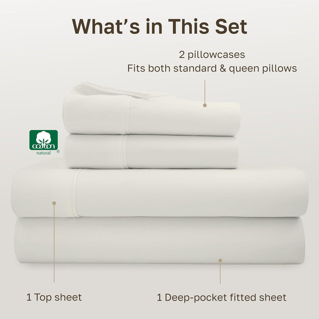 CaliforniaDesignDen California Design Den Soft 100% Cotton Queen Sheet Set, 400 Thread Count Good Housekeeping Award Winner, Silky Sateen W…