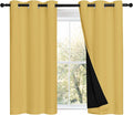Nicetown Bright Yellow 100% Blackout Curtains 45 inches Long, Thermal Insulated Full Blackout 2-Layer Lined Curtains, Energy Efficiency Win…