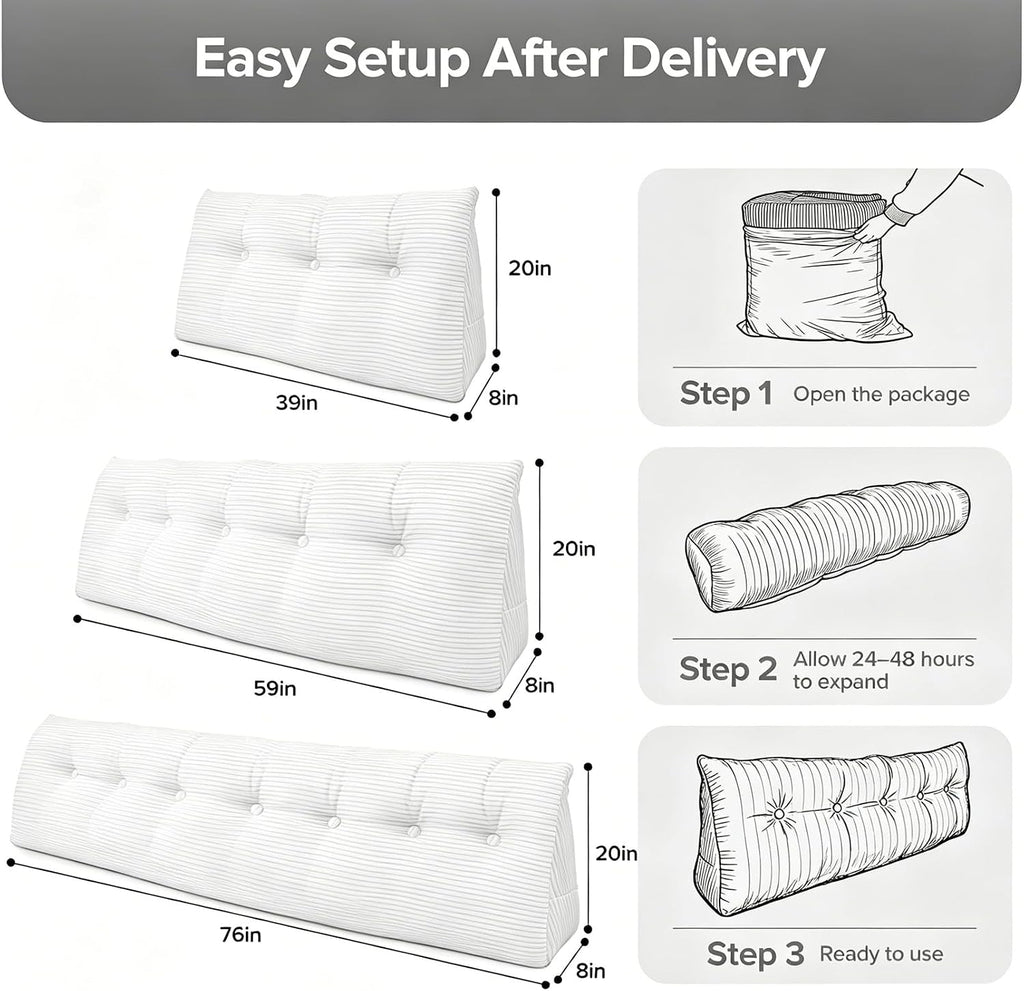 Royal Choice Headboard Pillow for Sitting Up in Bed, Queen Size Backrest Triangle Reading Pillow for Daybed, Supportive Bed Back Pillow for…