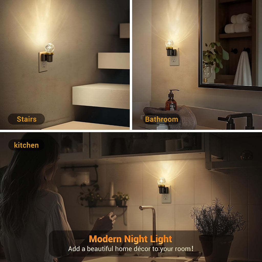 JandCase Night Lights Plug into Wall, 2 Pack Dimmable Night Light Pulg in, Globular Automatic Night Lights with Auto Light Sensor, Adjustab…