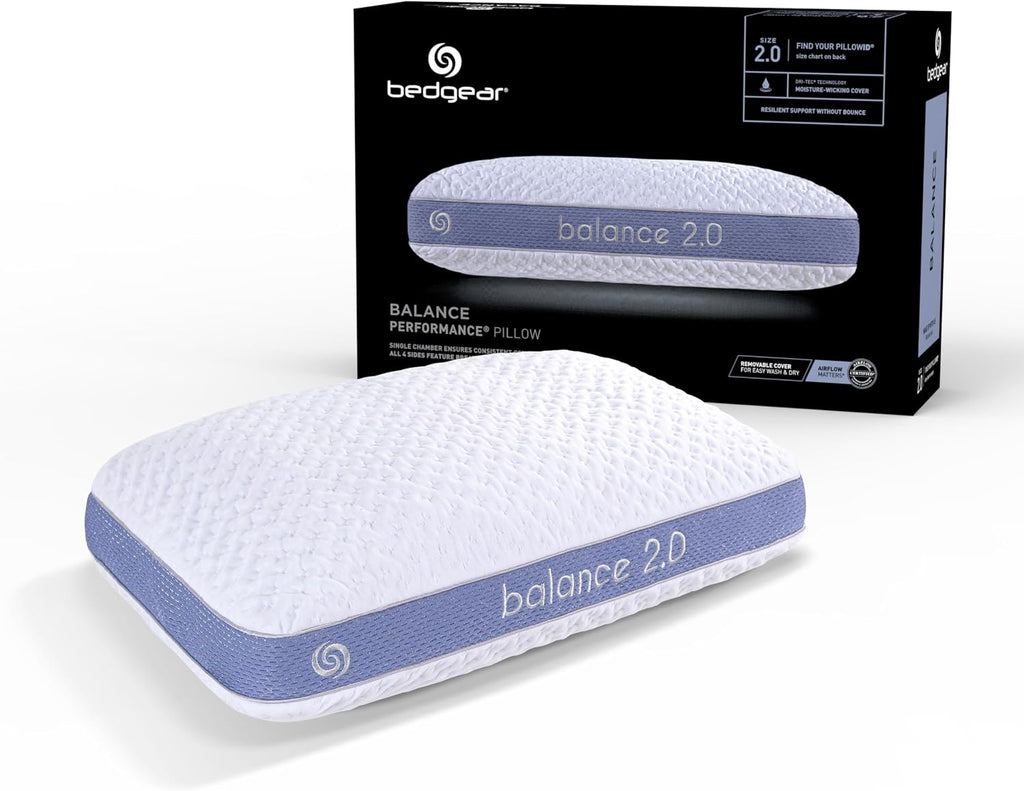 Bedgear Balance Performance Pillow – 2.0 - Moisture Wicking Bed Pillow for All Sleep Positions - Medium Firmness Bed Pillow - Washable…
