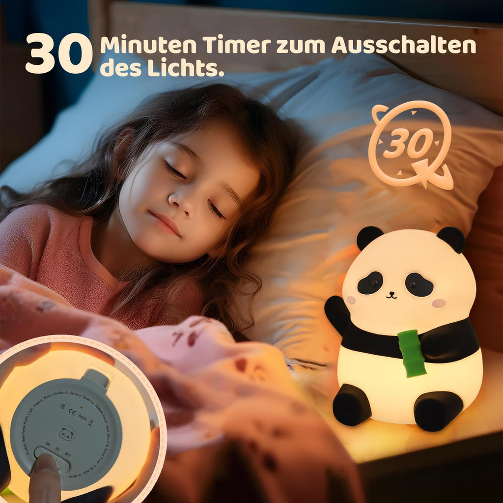 Rytinazzz Silicone Night Light for Kids, 50H Long Battery Panda Lamp, Gift for Kids, Soft Dimmable Bedside Light, Rechargeable Tap Control