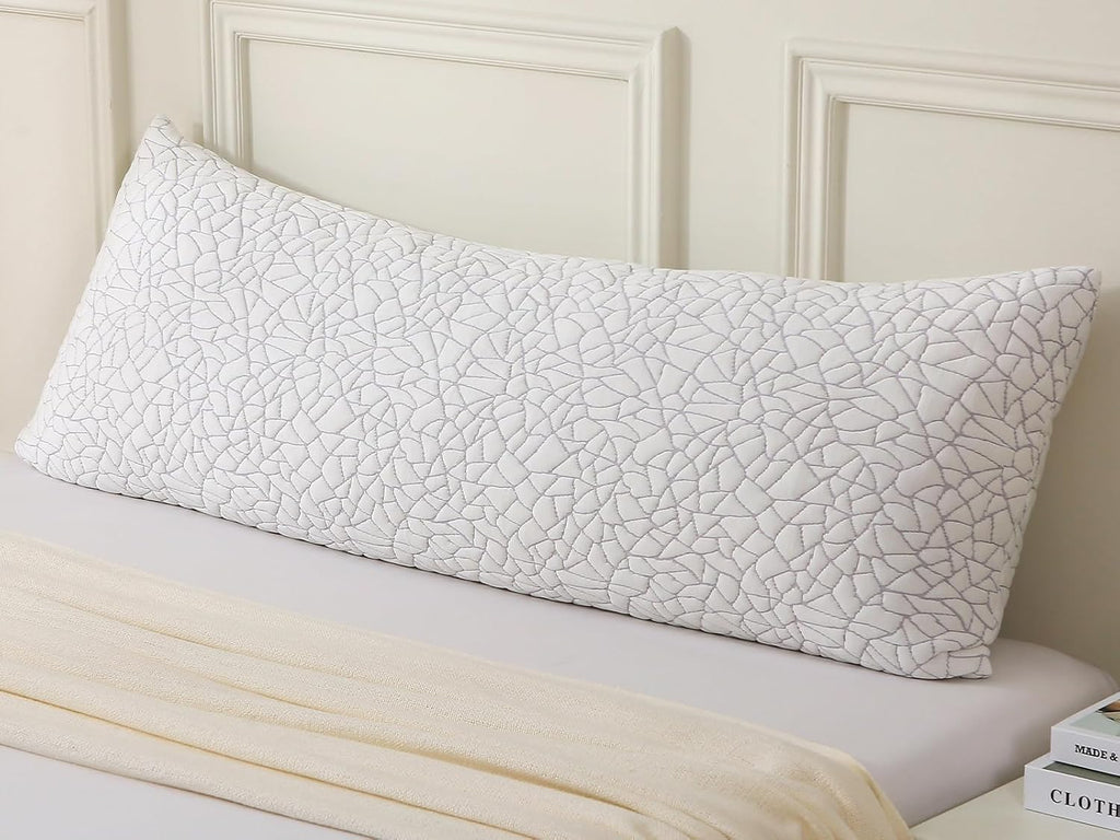 Shredded Memory Foam Full Body Pillow - Cooling Removable Bamboo Rayon Cover + Extra Gel Foam, Soft-Firm Adjustable for Adults, Oeko &…