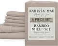 KARISSA MAE 6 Piece Pure Viscose from Bamboo 34" Split Top King Size Sheet Set | 100% FSC Certified | Luxuriously Soft | Cooling | 18"…