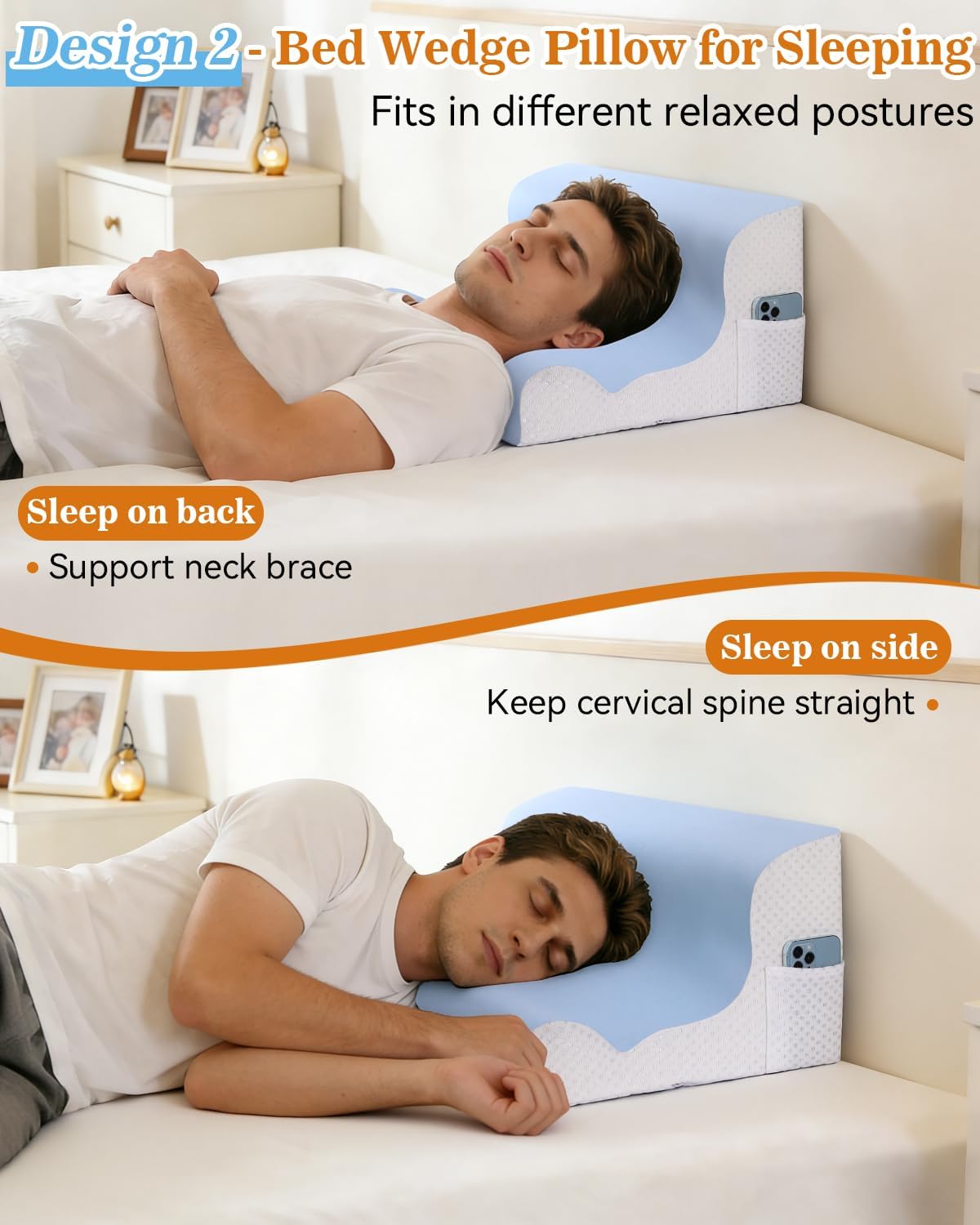 Reading Pillow for Sitting in Bed, Back Pillow for Sitting Up & Bed Wedge Pillow for Sleeping, Lumbar Rest & Neck Support Bed Pillows…