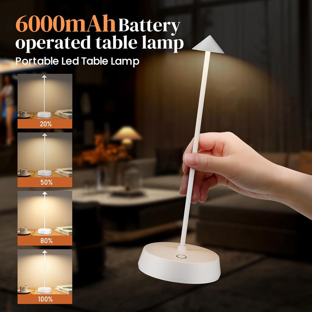 Cordless Table Lamp Rechargeable, Battery Operated 6000mAh Desk Lamp Touch Dimmable Lamp Outdoor Waterproof Portable Wireless Table…