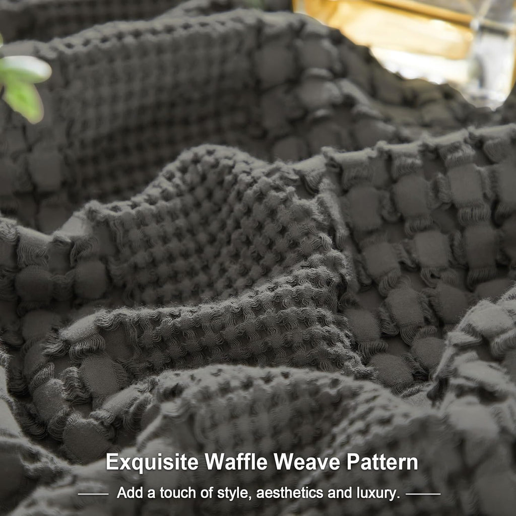 Phf 100% Cotton Waffle Pillow Shams King Size, 2 Pack 20" x 36" Soft Skin-Friendly Pillowcases, No Filling, Aesthetic Woven and Breathable…