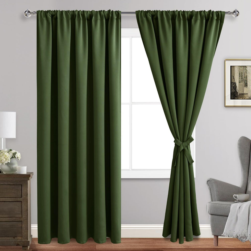 Jiuzhen Christmas Blackout Curtains for Bedroom - Thermal Insulated Room Darkening Rod Pocket Curtains for Living Room, Set of 2 Panels wit…