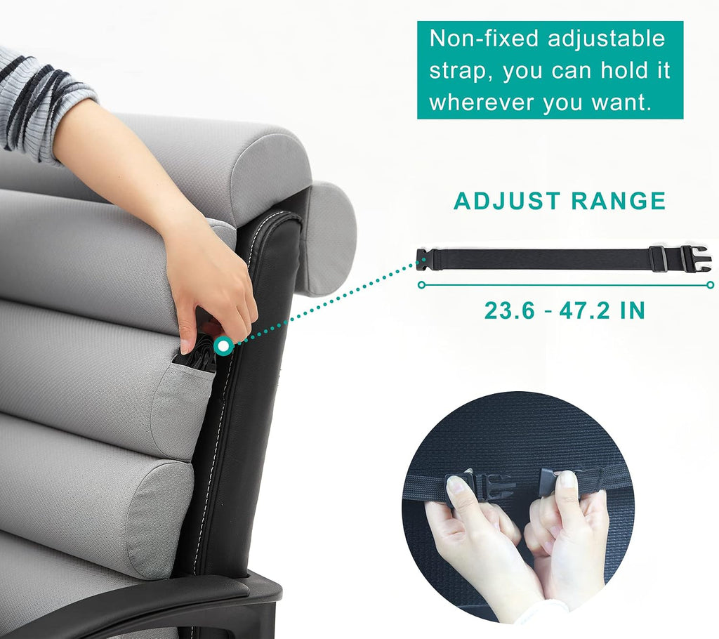 Givanlee Ergonomic Lumbar Support Pillow for High Back Office Chair - Adjustable 6 Semicircular Back Cushion with Breathable Mesh Cover, Spi…