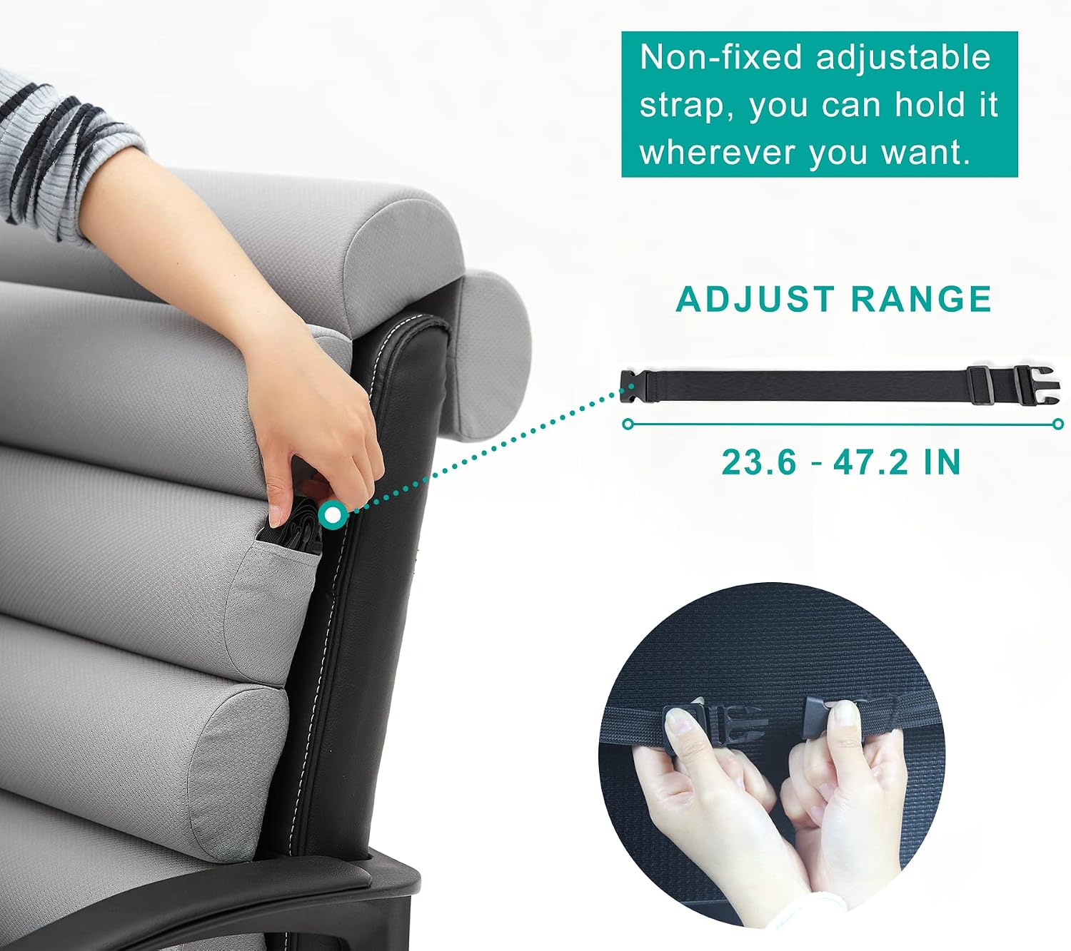 Givanlee Ergonomic Lumbar Support Pillow for High Back Office Chair - Adjustable 6 Semicircular Back Cushion with Breathable Mesh Cover, Spi…