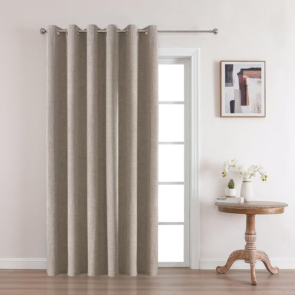 Joydeco Linen Blackout Room Divider Curtains, Extra Wide Sliding Door Drapes Living Room Curtains, 1 Panel 100W x 96L Inch Patio Door…