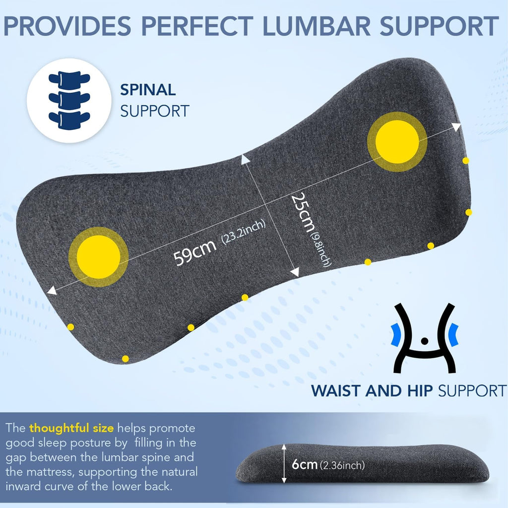 Hapiclody Lumbar Support Pillow for Sleeping Memory Foam Lumbar Pillow for Lower Back Back Support Pillow for Side, Back and Stomach Sleeper…