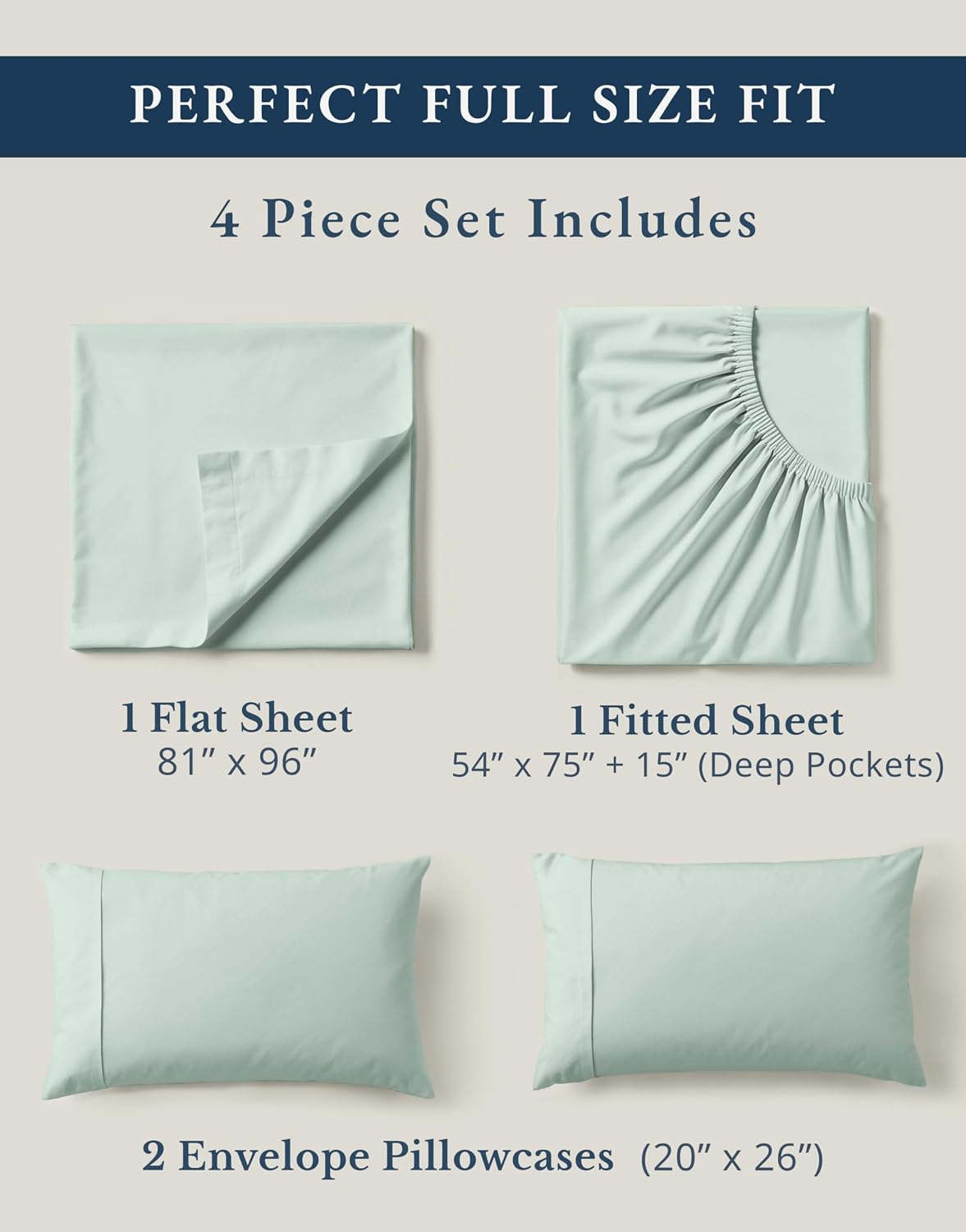 LaneLinen LANE LINEN 100% Organic Cotton Full Sheets Set, Soft & Comfy Percale Weave Fully Elasticized Reinforced Seams Sustainably Produce…