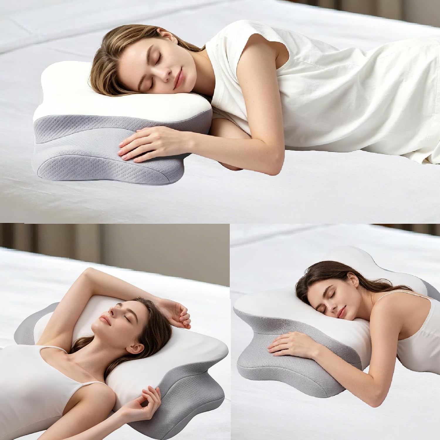 XINYINGYU Cervical Neck Pillow, Ergonomic Contour Memory Foam Pillow for Neck Shoulder Breathable Cooling Cover, Orthopedic Support…