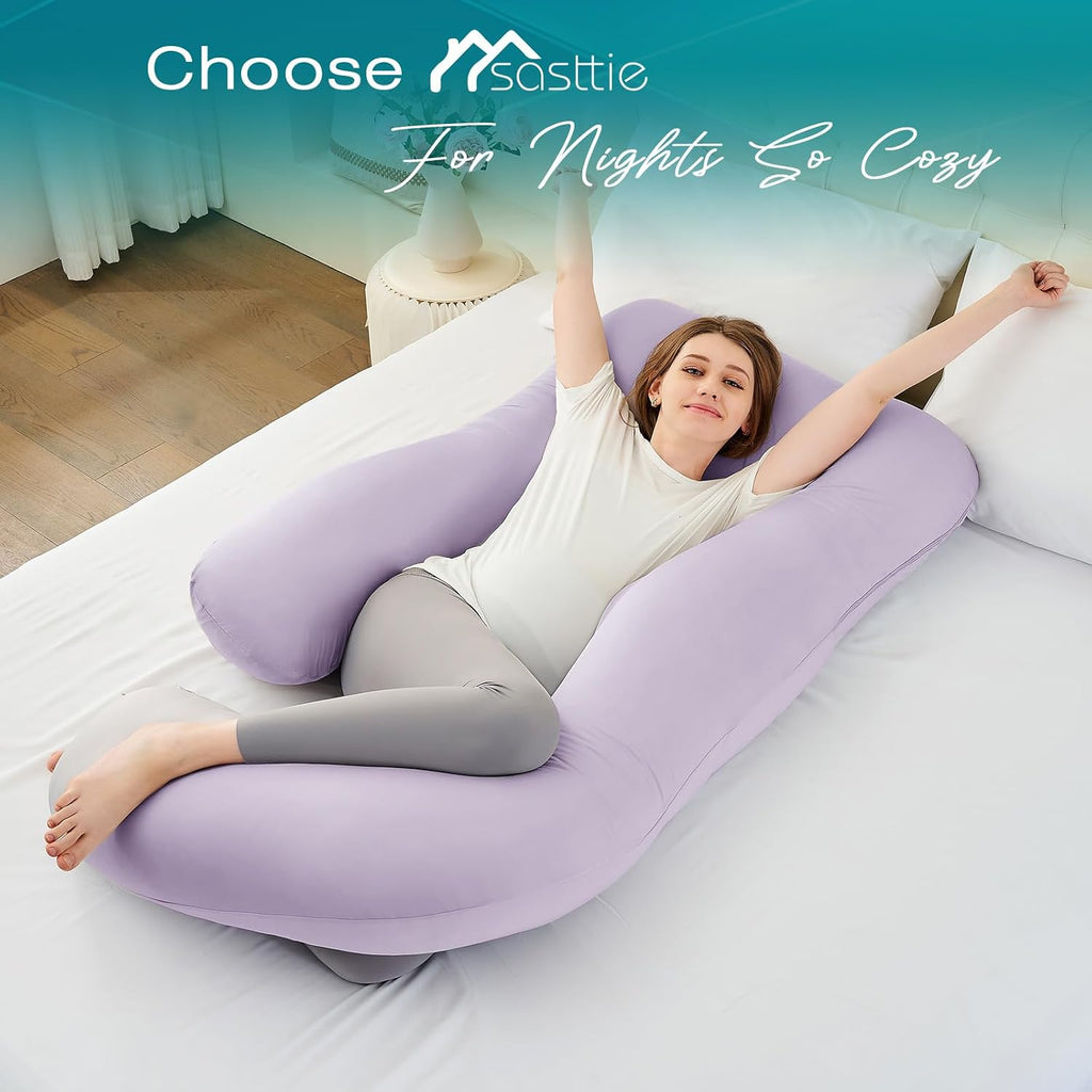 Sasttie Pregnancy Pillows for Sleeping, Jumbo U Shaped Cooling Full Body Pillow with Removable Cover, Pregnant Women Must Haves, Maternity…
