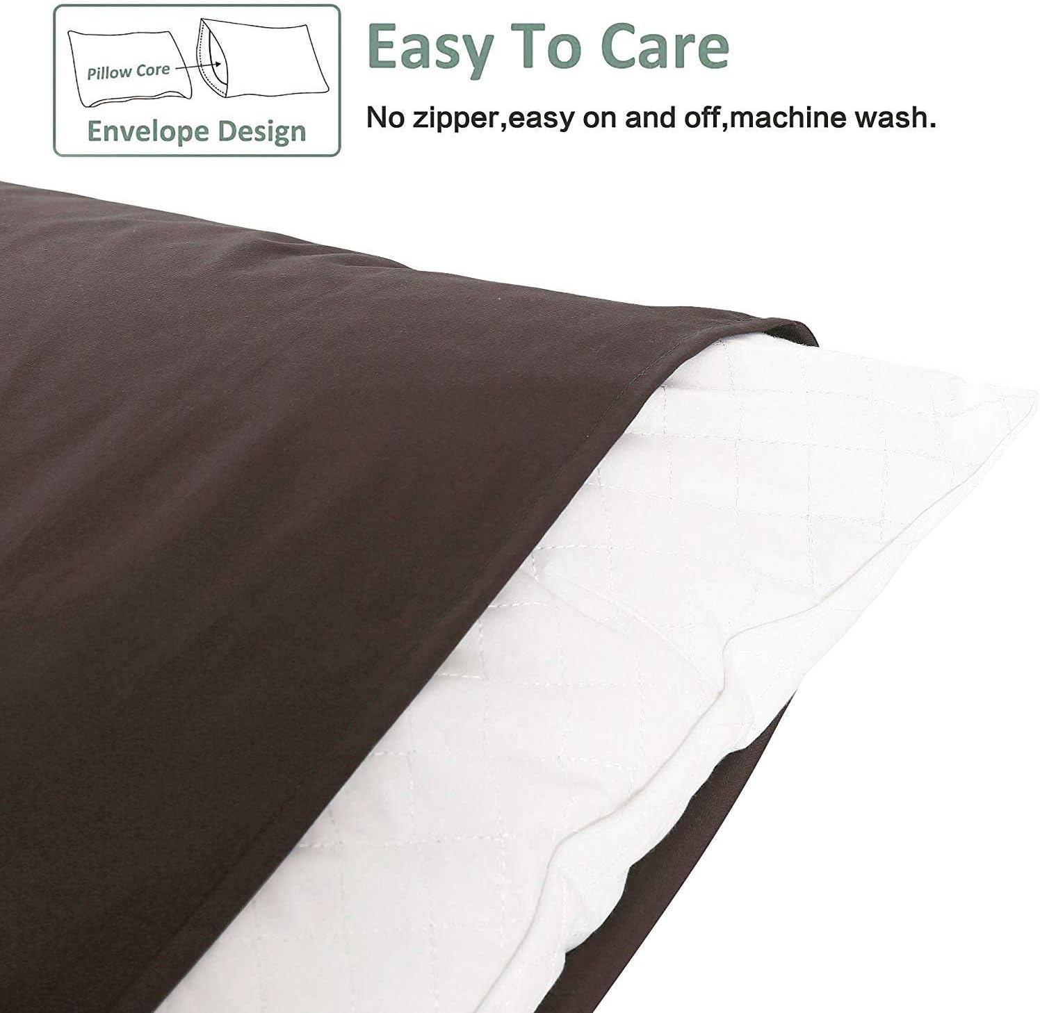 Ntbay King Pillowcase Set - 2 Pack Brushed Microfiber 20x36 Pillowcases - Soft, Wrinkle-Free, Fade-Resistant, Stain-Resistant, Dark Brown P…