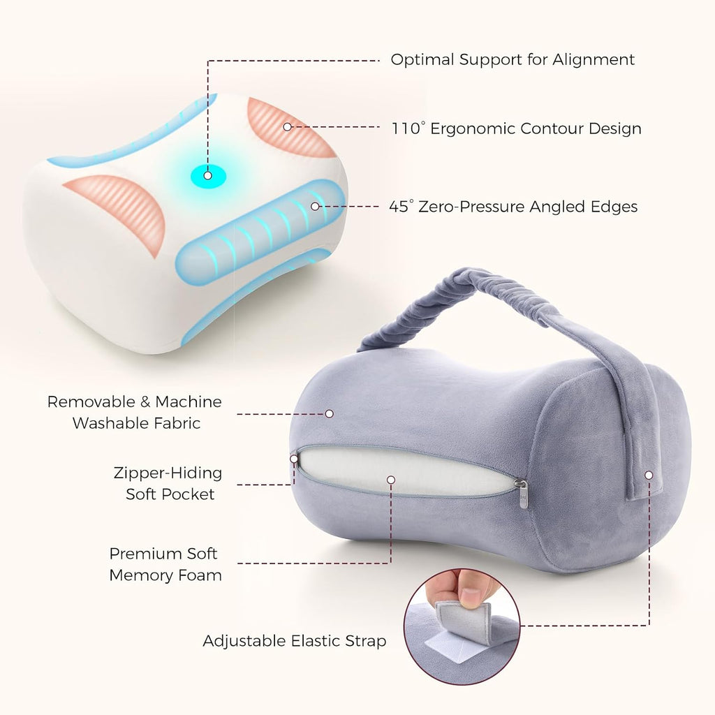 Momcozy Knee Pillow for Side Sleepers, Soft Memory Foam & Pinch-Free Design, Relieve Knee, Leg and Sciatica Pain, Adjustable Elastic Strap…