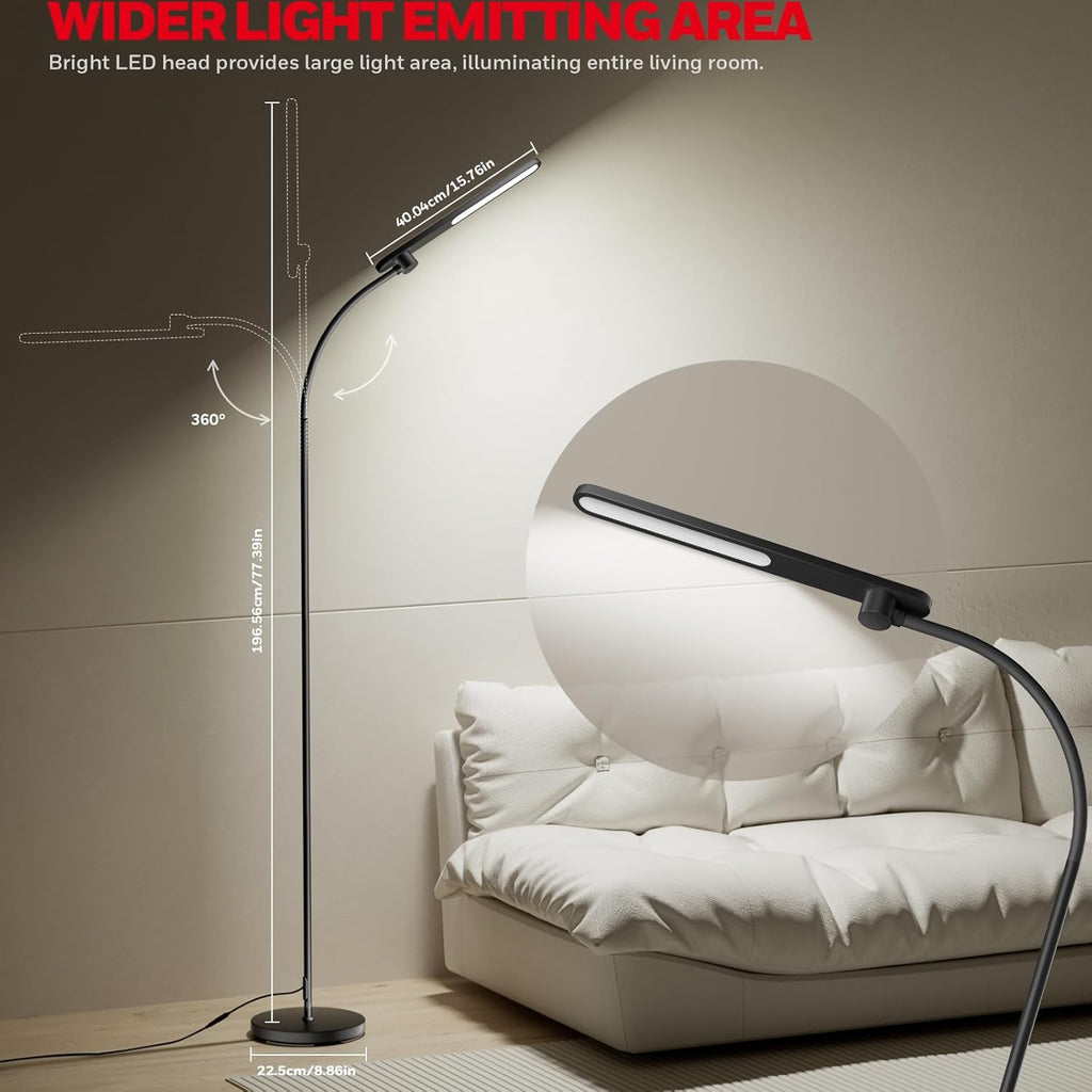 HoneywellAirComfort Honeywell LED Floor Lamp for Reading, CRI97 Full Spectrum Gooseneck Floor Lamp, Eye-Caring Dimmable Standing Task Light…