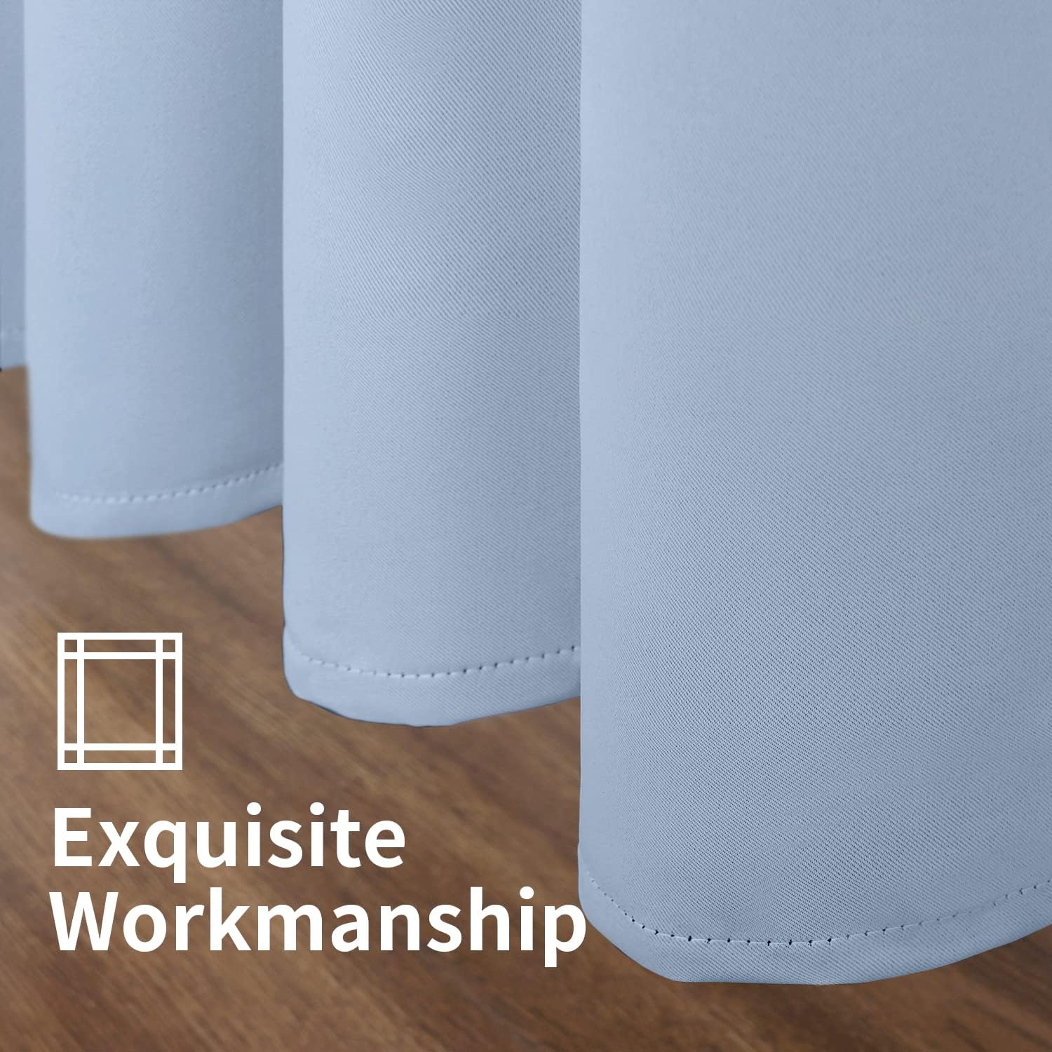 YoungsTex Light Blue Darkening Curtains 45 Inch Long - Short Length Thermal Insulated Drapes with Grommet Blackout Privacy for Bathroom Bed…