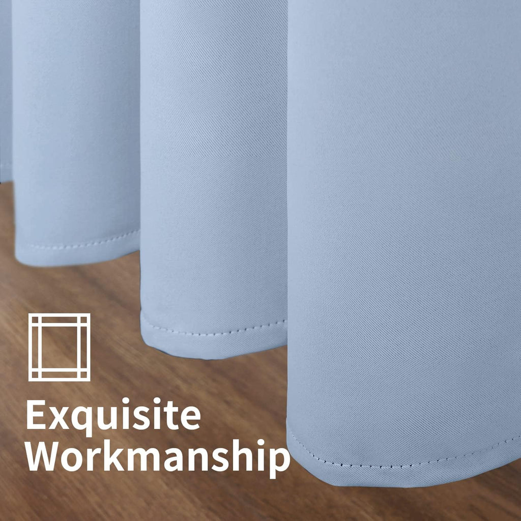 YoungsTex Baby Blue Room Darkening Curtains 63 Inch Long for Kids Bedroom - Grommet Thermal Insulated Blackout Window Drapes Privacy for Bo…