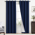 Yakamok Navy Blue 100% Blackout Curtains 96 Inches Long Thermal Insulated Window Curtain for Bedroom Living Room Darkening Set of 2 Panels…