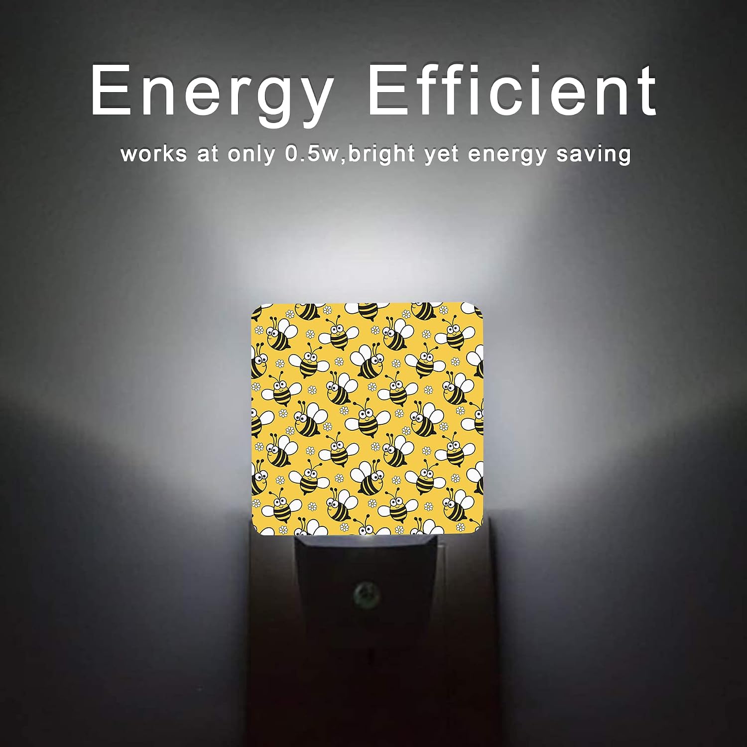 Bee Night Light, Cute Cartoon Bees Plug-in Night Lights with Dusk-to-Dawn Sensor for Bedroom, Bathroom and Living Room Sleep Friendly lamp…