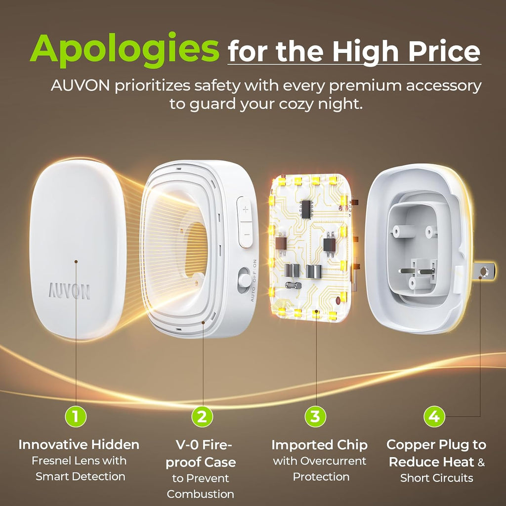 AUVON Plug-in LED Backlit Night Light with Motion Sensor & Dusk to Dawn Sensor, Dimmable Cool White Nightlight with 1-50 lm Adjustable…