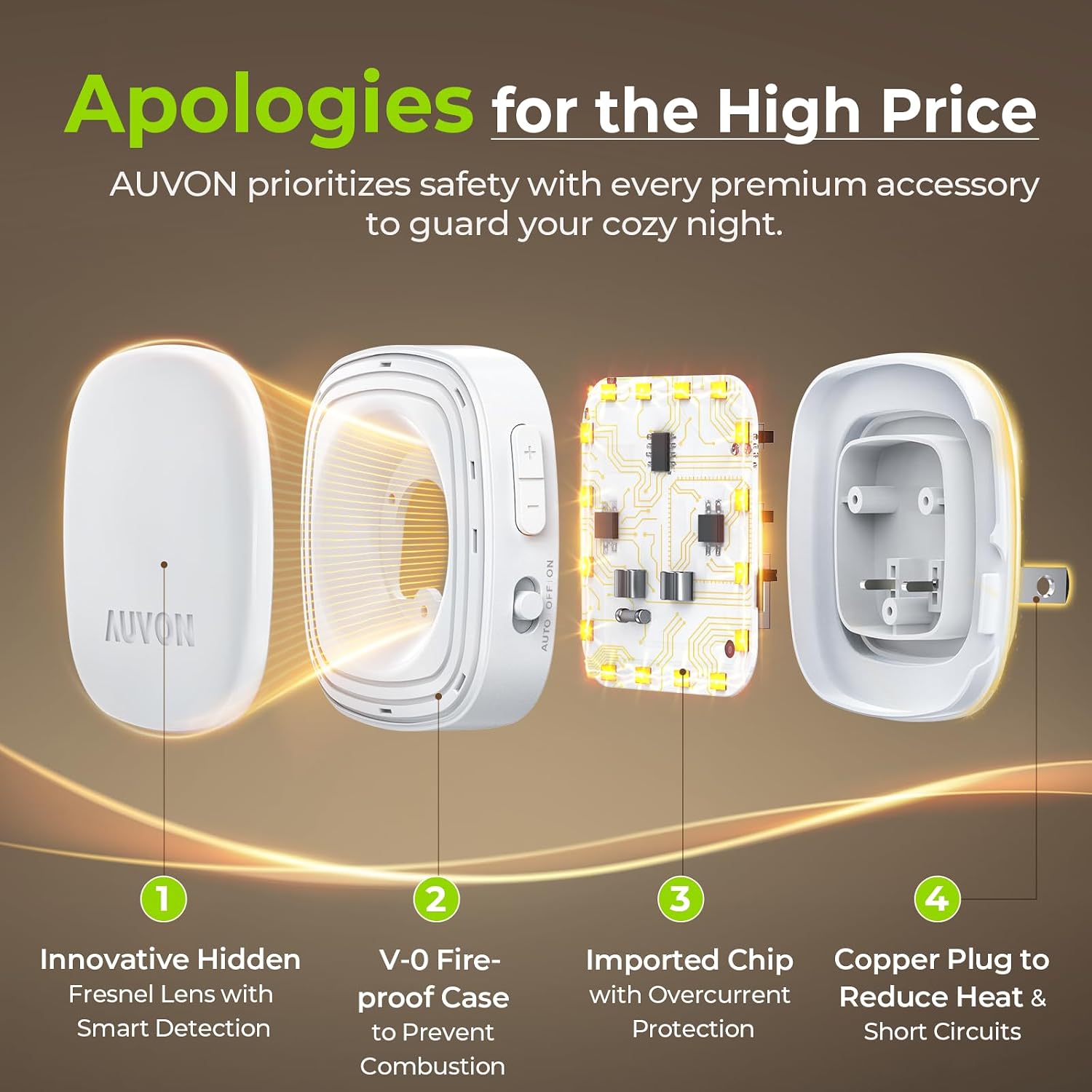 AUVON Plug-in LED Backlit Night Light with Motion Sensor & Dusk to Dawn Sensor, Dimmable Cool White Nightlight with 1-50 lm Adjustable…