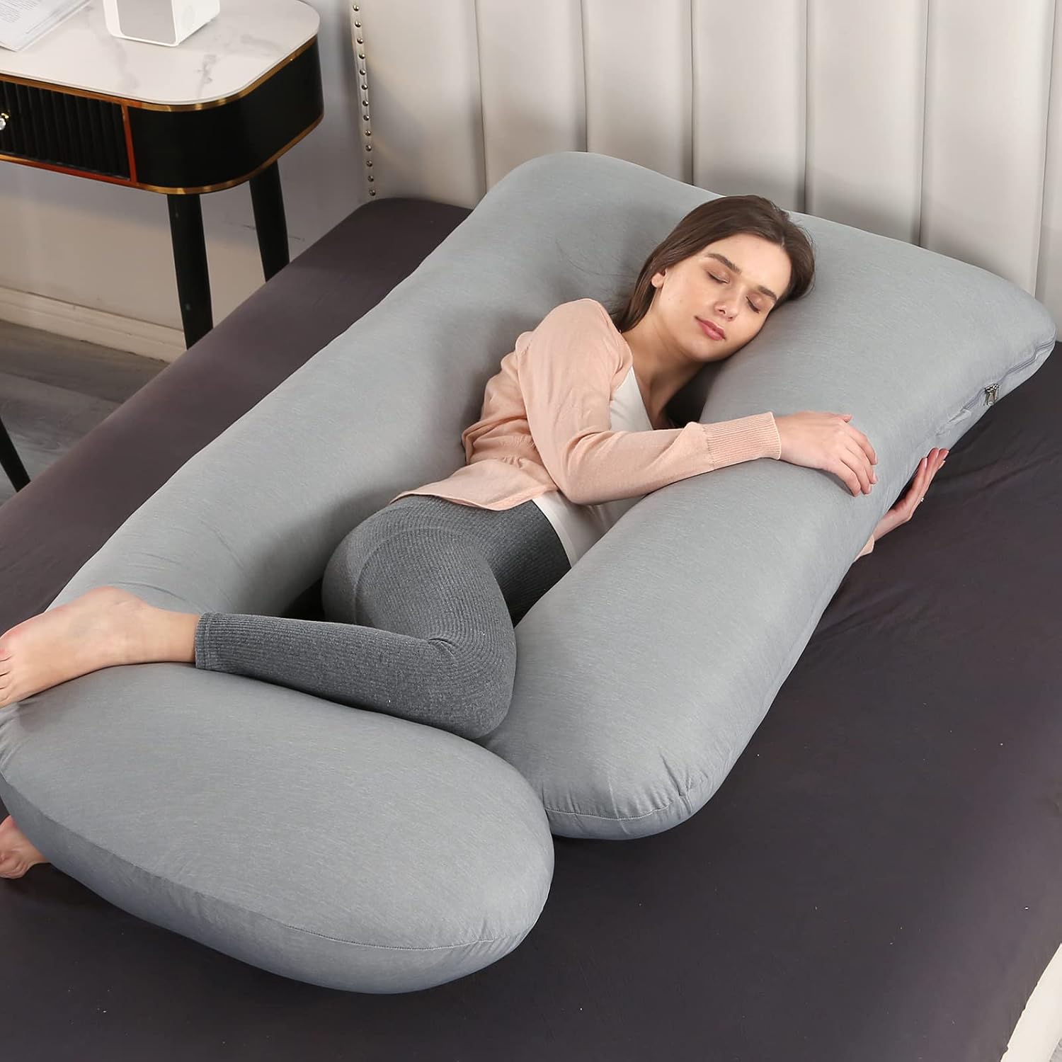 Elover Cooling Pregnancy Pillows for Sleeping, U Shaped Full Body Pillow with Removable Cover, Pregnant Women Must Haves, Maternity Essential,…